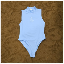 Baby Phat x Forever 21 Women s Blue Solid Sleeveless Mock Neck Leotard