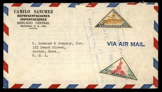 Mayfairstamps Nicaragua 1949 a Boston MA USA copertina posta aerea cca_26307