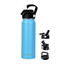 Triple Insulated Stainless Steel Water Bottle with Straw FlipTop Lid 750ml Metal