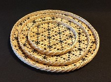 Lot/Set Of 3 Collectible Wicker Baskets/Trays