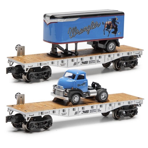 Wrangler 2-Piece 10-1/2" O Gauge NSRR Flatcar/1954 GMC Wrangler 275-9392