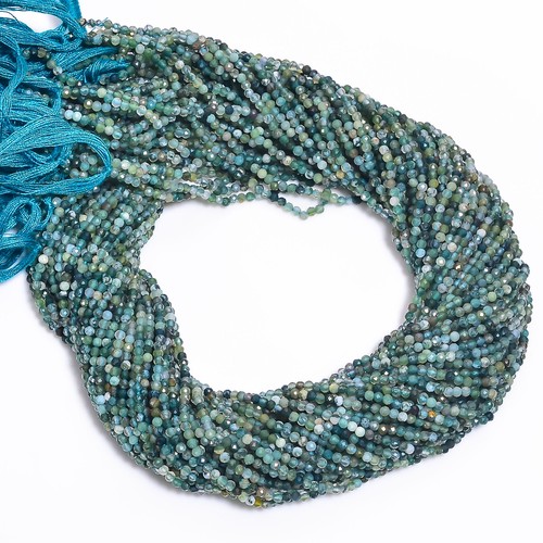Natural Green Apatite Gemstone Beads Strand - 2.5mm Round, Israel Cut, 13 Inch - AAA Quality