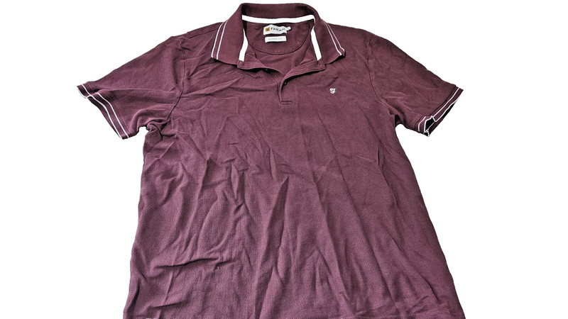 Farah Men's Polo Shirt XL Burgundy Modern Fit 100% Cotton Short Sleeve