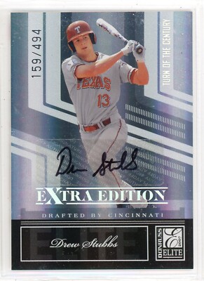 2007 Donruss Elite DREW STUBBS TOTC Autographed Extra Edit. Card #19 Ser#159/494