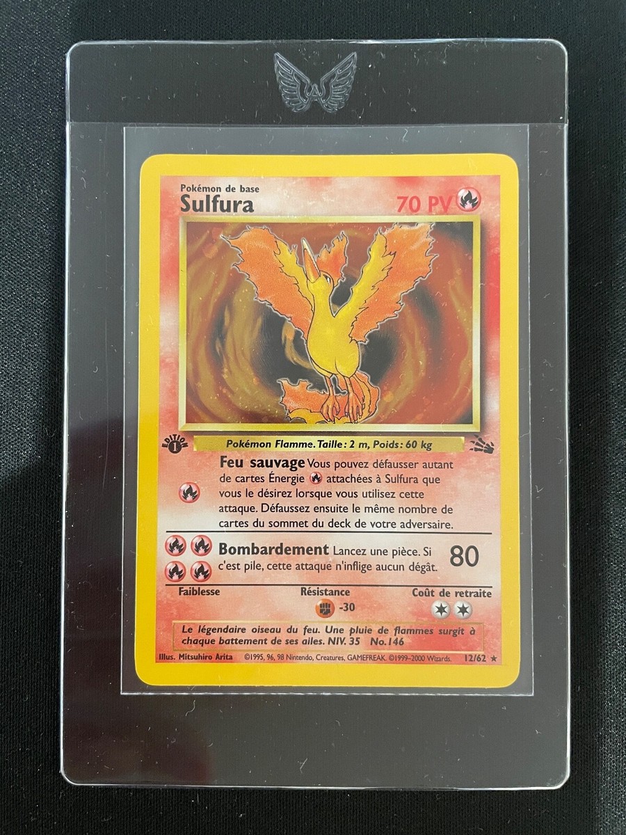 Moltres Sulfura 1st Edition Holo Pokemon Card Fossil 12/62 French