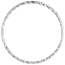 925 Sterling Silver Stackable Slip-On Notched Bangle Bracelet 3mm, 7.5" Long