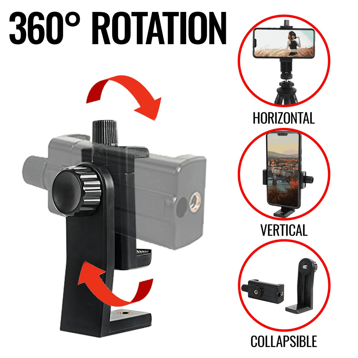 Smartphone Tripod Holder Camera Phone Mount Adapter Filming Video Attachment