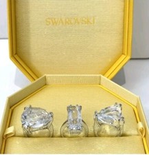 SWAROVSKI Clear Crystal Rings Set Of Three Mesmera Size 50 RRP £380