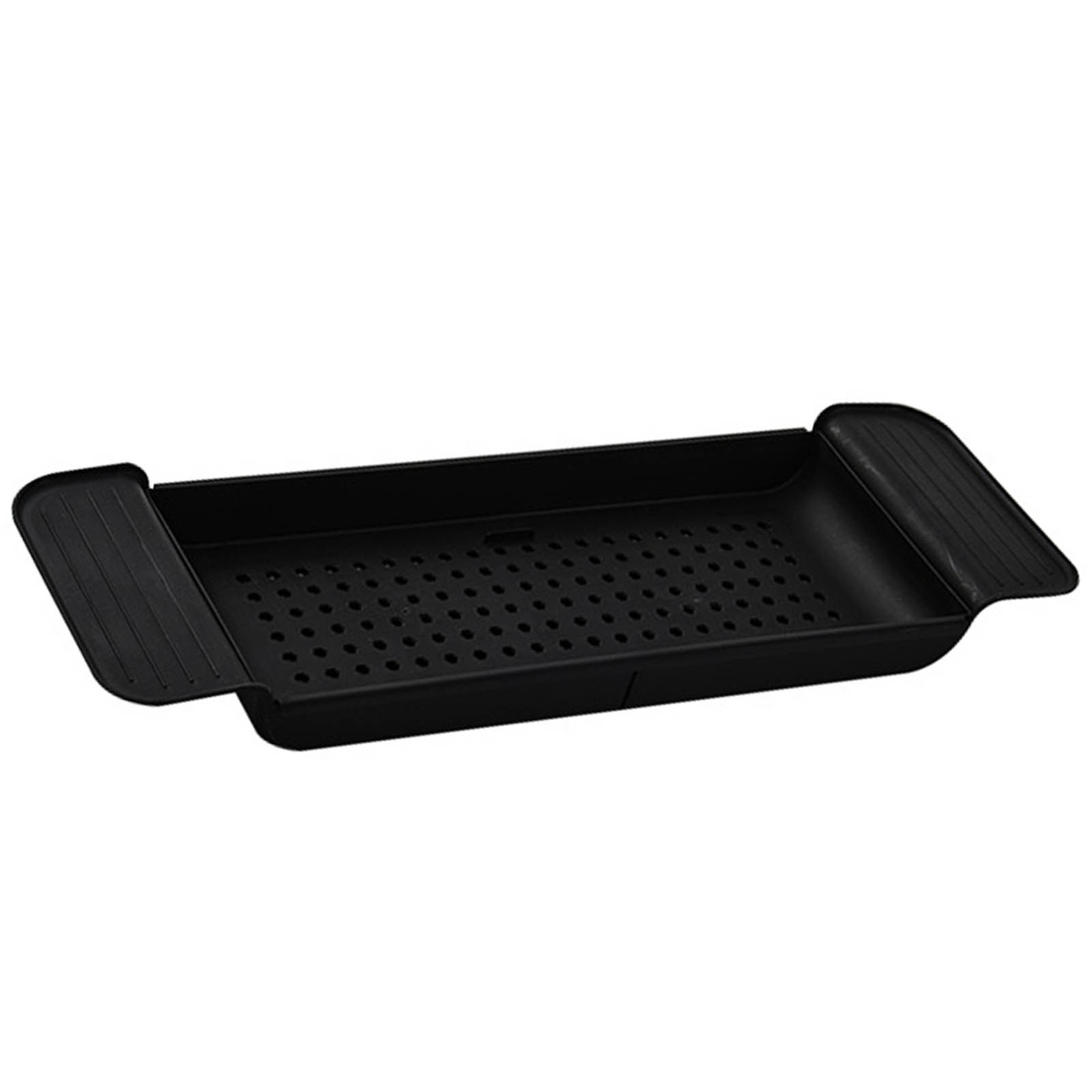 (Black)Bathtub Tray Stable Placement Expandable Plastic Material