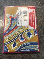 Set of 6 Paisley Multicolor Note Cards GIft Cards with Envelopes 4.5" x 3"