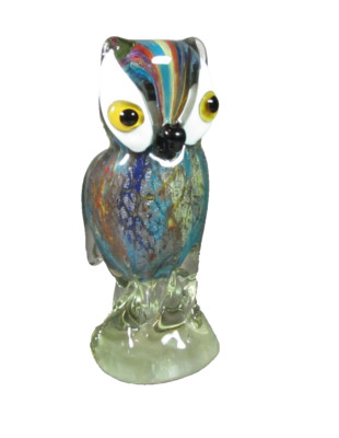 Vintage OWL de Murano Figurine Glass Pesado vitro 22cm 1980's Sculpture