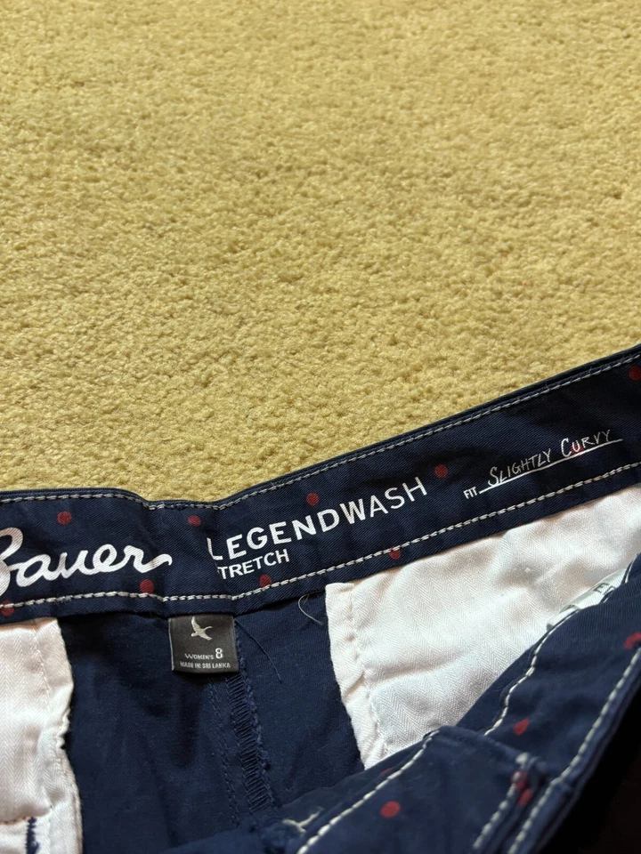 Pantalones Cortos Chinos Eddie Bauer Ligeramente Curvos Legend Lavado Elastizados Azul Marino Rojo Lunares 8 Foto 2 de 3