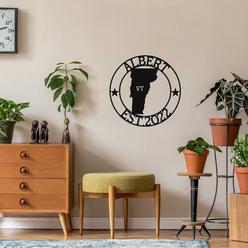 3D Metal Acrylic Silhouette Wall Art - Custom Vermont USA Home Decor Sign  -image