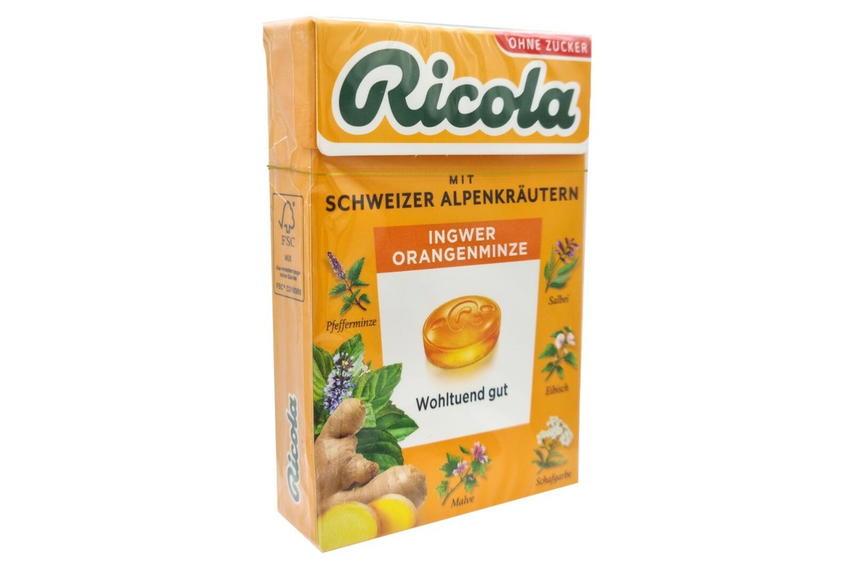 10x RICOLA Ginger + Orange Mint 🍬Swiss cough throat drops