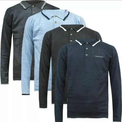 Herren Pierre Cardin Strick Polo T-Shirt Kragen Pullover Sweater Winter UVP32 BR197