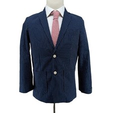 Tommy Hilfiger Boys Blazer Suit Jacket Flag Blue Pinstripe Nautical 18 NEW