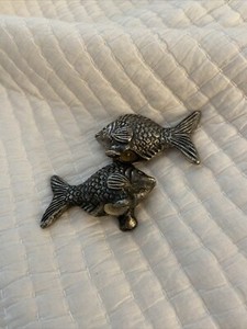 Pottery Barn Tropical Fish Salt & Pepper Shakers Silver Aluminum