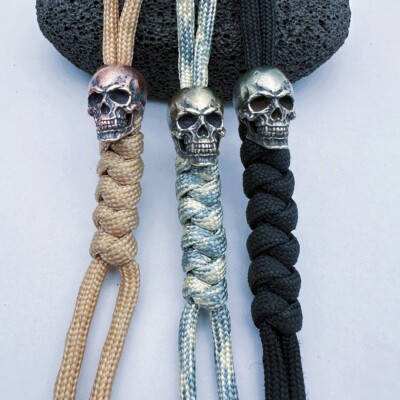 Metal Knife Lanyard Beads Skeleton Head Helmet DIY Paracord Bead Pendant 