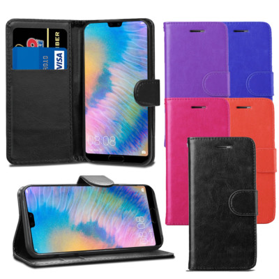 FÜR HUAWEI P20 - PREMIUM LEDER WALLET FLIP CASE TASCHE HÜLLE + DISPLAYSCHUTZ