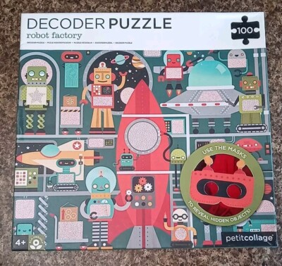 Petit Collage Robot Factory Decoder Puzzle secret Glasses 100 PC Jigsaw Complete