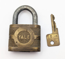 Antique Eaton Yale Brass Padlock Made in USA Super Pin Tumbler with Key WORKS!