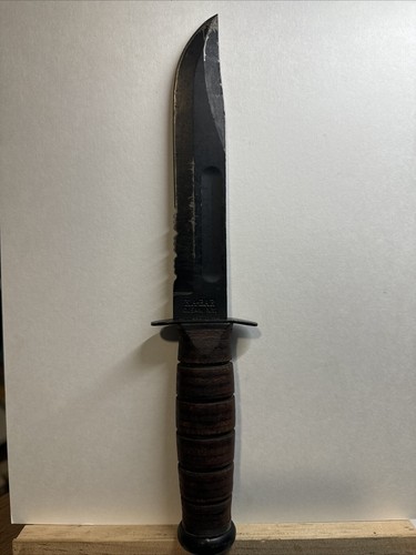 EARLY WW2 USMC KA-BAR FIGHTING KNIFE US MARINE CORP Olean NY.