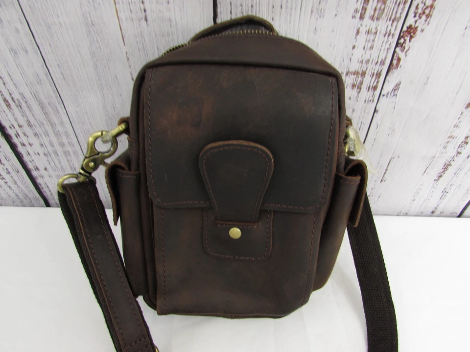 Bolso Bandolera Mensajero de Hombro de Cuero Grueso Genuino Tiding para Hombres CARTERA Foto 3 de 4