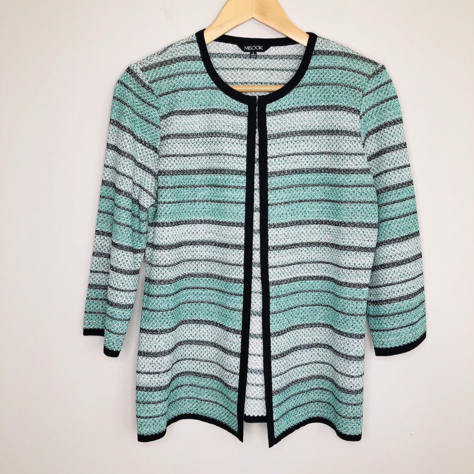 Misook Knit Striped Jacket Small - image 1