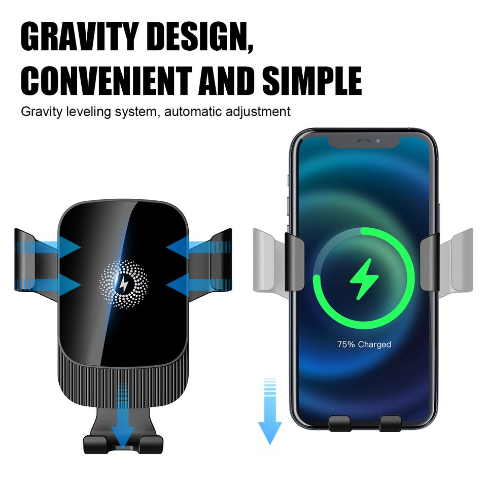 UK Automatic Clamping 15W Wireless Car Charger Fast Charging Mount