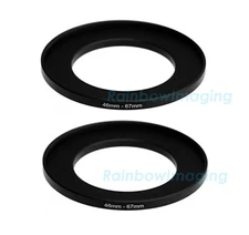 (2 Pcs) 46-67mm 46 mm to 67 mm Metal Step Up Lens Filter Ring Adapter US Seller