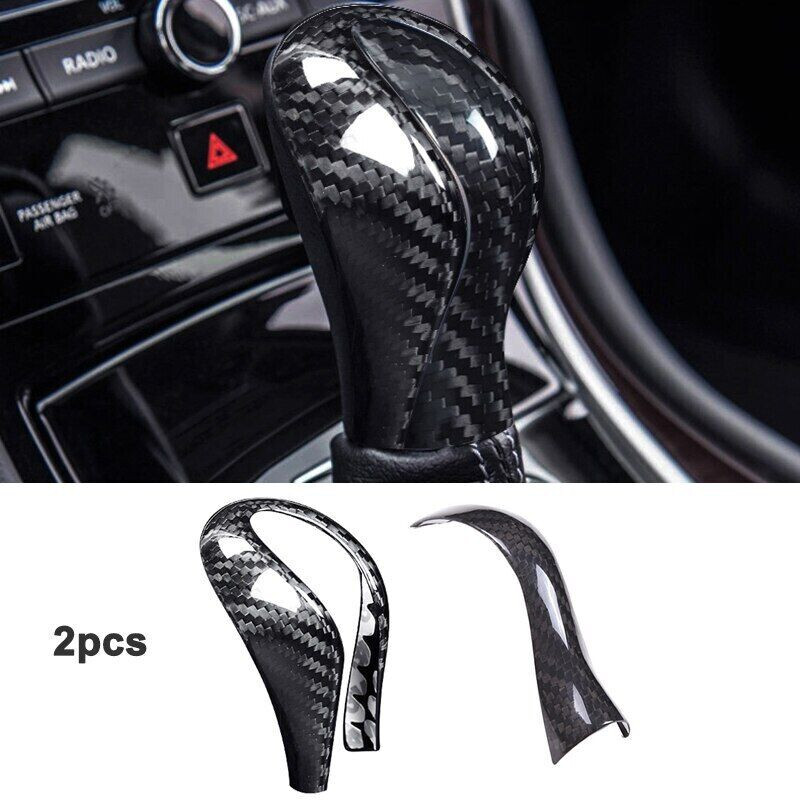 For Infiniti Q50 20142017 2PCS Real Carbon Fiber Gear Shift Knob Cover