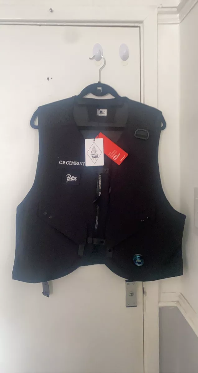 BNWT C.P. COMPANY X PATTA VEST GILLET JACKET BLACK XL RARE LIMITED