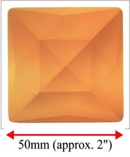 50mm 2" German SQUARE Faceted Jewel for Stained Glass - ORANGE
