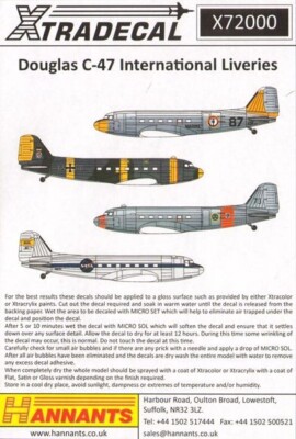 X72207 Xtradecal 1:72 Douglas C-47 International Liveries (Canadian Option)