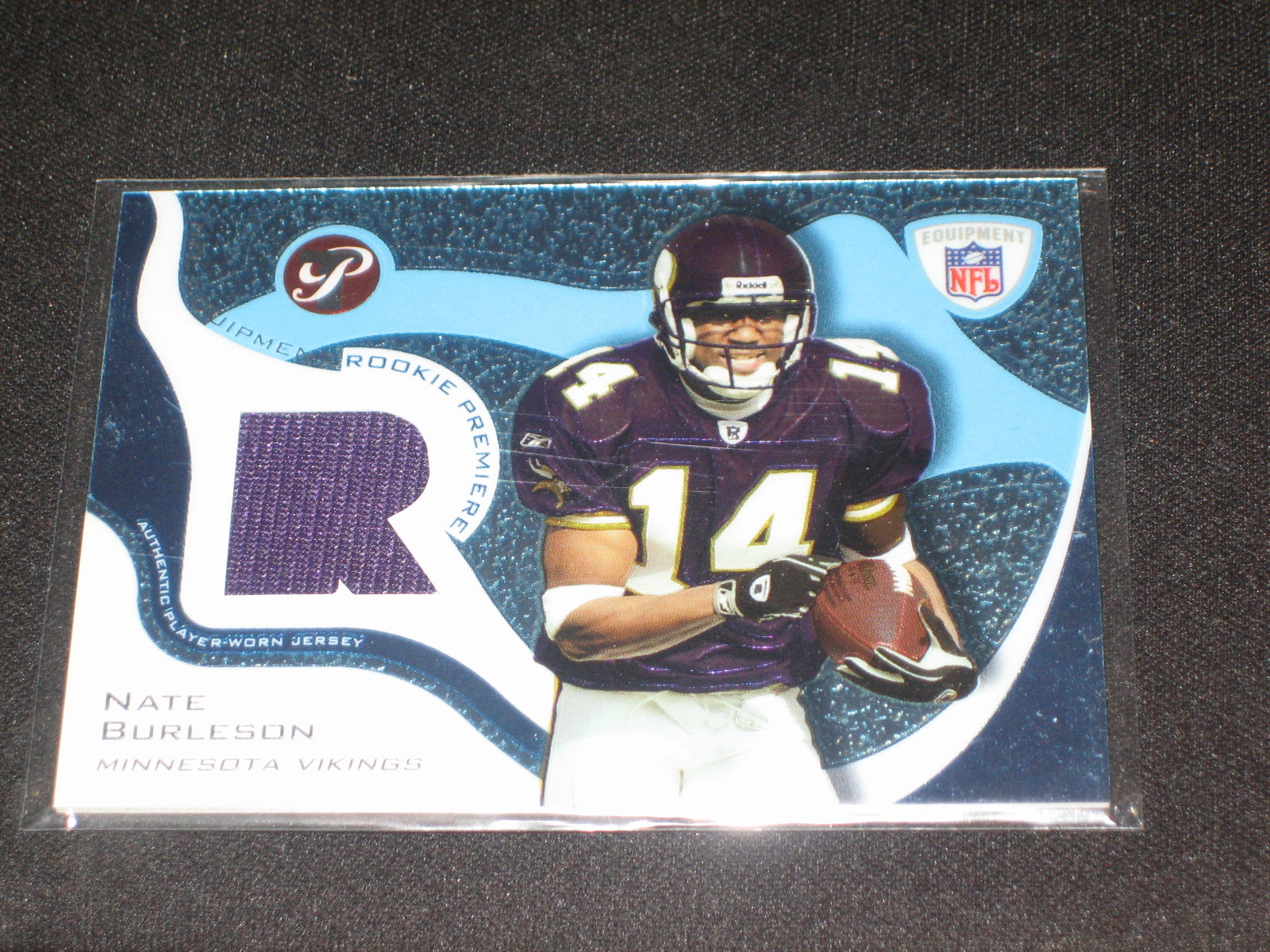 NATE BURELSON VIKINGS LEGEND AUTHENTIC EVENT GAME USED JERSEY FOOTBALL CARD