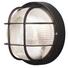 Round Bulkhead Wall / Ceiling Light – Black 1 Light