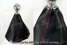 Universal Jdm Red Stitch Black Pvc Leather Gear Manual Shifter Shift Knob Boot