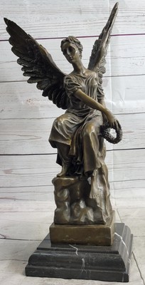 17'' Bronze Marble Statue Winged Victory Athena Nike Mythology Sculpture Hot Cast