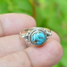 Natural Turquoise Ring,925 Sterling Silver Ring,Handmade Ring,Promise Ring