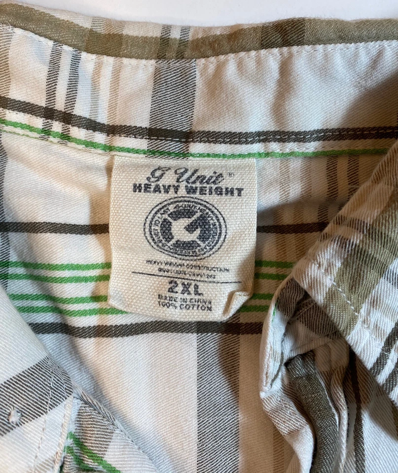 G-Unit Shirt Mens 2XL Plaid Hi Hop Rap Hip Hop Short Sleeve - Image 2 of 4