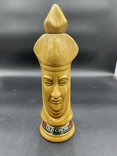 1960s Old Crow Whiskey Ceramic Decanter 14” Yellow Chess Bishop VG