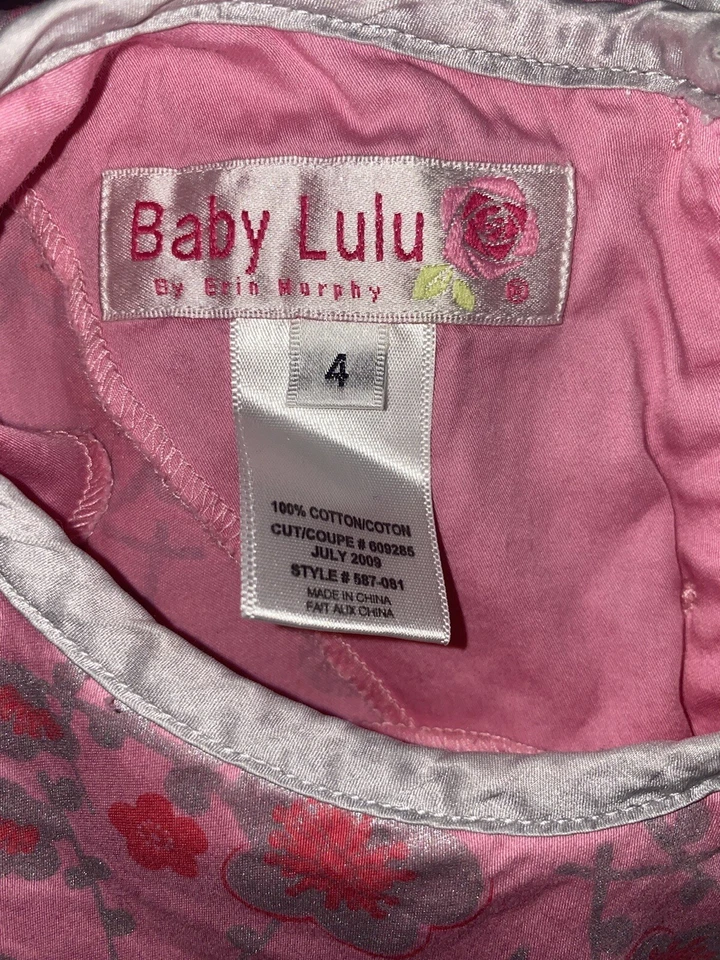 VESTIDO BABY LULU Boutique Niñas Rosa Plata Floral Mariposa Talla 4 Foto 3 de 3