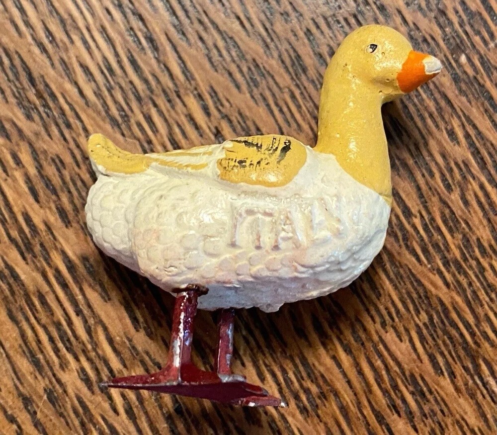 Vintage Yellow White Composition Duck - Made In Italy