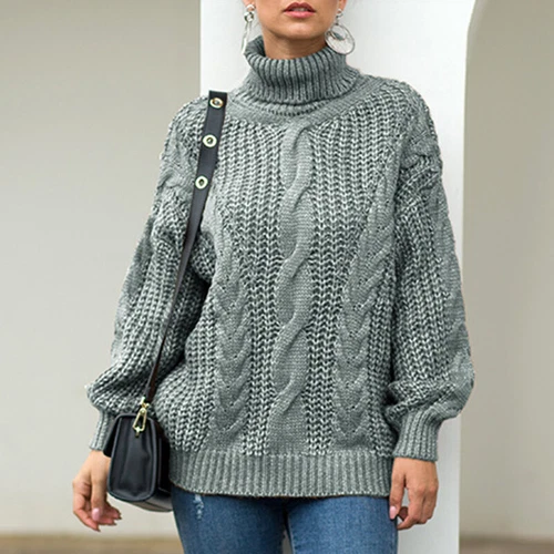 Damenpullover hochgeschlossen Winter warm Pulli Tops Damen Langarm schicke Strickwaren - Bild 44 von 65