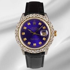 Rolex Datejust 36mm 2-Tone 2.50ct Royal Blue Diamonds Dial Men's Watch