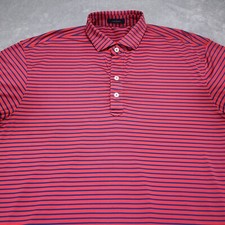 Turtleson Golf Shirt Mens Large Red Stripe Performance Polo Short Sleeve Stretch
