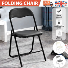 Metal Folding Chair Foldable Computer Desk Office Party Back Rest Chairs UK
