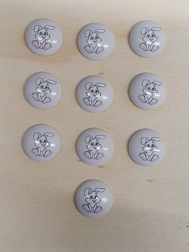 Round Childrens Printed Character Shank Buttons Bunny Rabbit Design 15mm - Picture 4 of 16