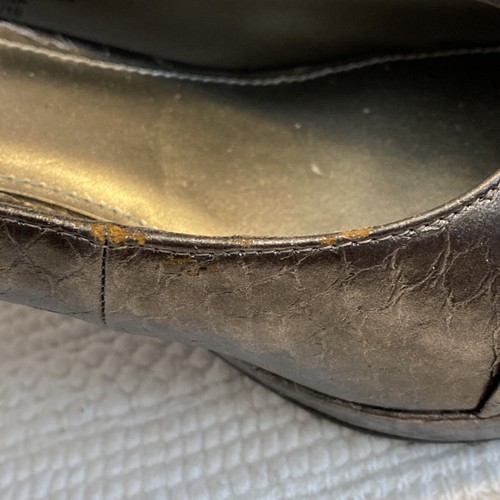 East 5th Womens Bronze Size 8.5M Pewter Snake Slip On Open Toe Pump Shoes - Picture 12 of 12