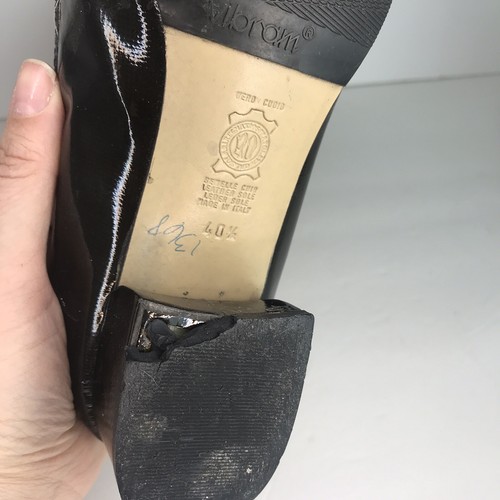 Mocassino donna Brunella nero vernice, camoscio blu taglia 40 1/2 Made in Italy - Foto 7 di 12